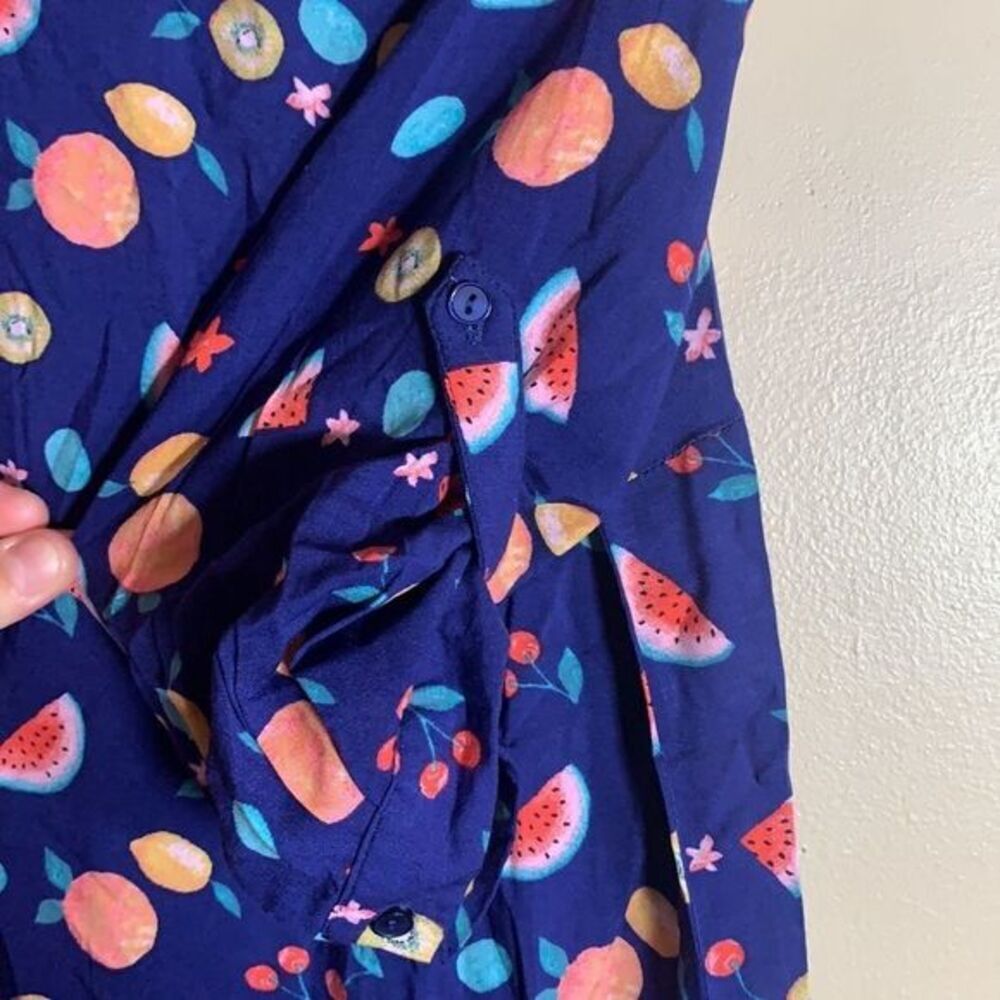 Mandee Dark Blue Fruit Themed Top NWT - Picture 6 of 6